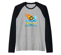 Swim Dad to A Small Tidal Wave Swimming Instructor Raglan Baseball Tee