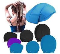 Swim Elite Large Silicone Swimming Cap for Long/Extra Long Hair, Dreadlocks, Braids, Weave on, Hair extension, Afro (Purple, Large)