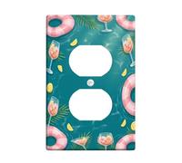 Swim Float Duplex Outlet Covers Wall Plate, Summer Tropical Cocktail Lemon Summer Teal Plastic Standard Size Wall Plates for Electrical Outlets for New Apartment Home Bedroom Office Decor