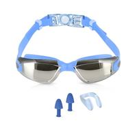 Swim Goggles for Adults & Kids 9+ Anti Fog Swimming Goggles with UV Protection, Leak-Proof Seal, Wide Clear Vision - Includes Nose Clip, Ear Plugs, Case - Comfortable for Pool, Sea & Open Water