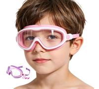 Swim Goggles Kids | Wide View UV Protection Anti-Fog Eyewear - with Nose Clip and Earplug adjustable strap No Leaking Girls Swim Goggles,for Boys Young Children Pool Diving Indoor Lake Sports