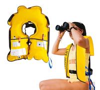 Swim Jacket - Swim Vest Inflatable Automatic Ergonomic 150N Adjustable Buckle Life Jacket Fastening Tape Reflective Buoyancy Aid with Whistle for Kids Adults, Blue, Car Life Jacket(Yellow)