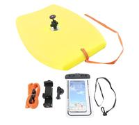 Swim Kickboard with Bracket Lightweight Durable EVA Foam PC ABS Adjustable Universal Camera Mount for Swimming Training Pool Lake Sea (Yellow)