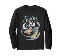 Swim Like A Star Cosmic Betta Fish Art Long Sleeve T-Shirt