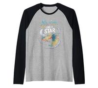 Swim Like A Star Cosmic Betta Fish Art Raglan Baseball Tee
