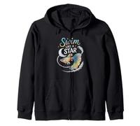 Swim Like A Star Cosmic Betta Fish Art Zip Hoodie