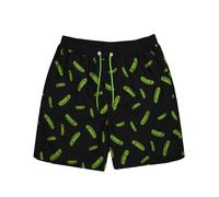 RICK AND MORTY Swim Shorts for Men | Adults Pickle Rick Swimming Trunks Pants | Drawstring Waistband Pockets Black & Green Merchandise Medium
