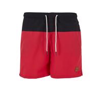 Urban Classics Men's Block Swim Shorts Trunks, Blk/Red, L