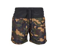 Urban Classics - Men's Block Swim Shorts - Black/Wood Camouflage - Size S