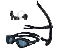 Swim Snorkel for Lap Swimming,Adult Swimmers Snorkeling Gear for Swimming Snorkel Training in Pool and Open Water,Center Comfortable Silicone Mouthpiece One-Way Purge Valve