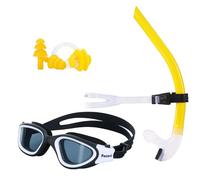 Swim Snorkel for Lap Swimming,Adult Swimmers Snorkeling Gear for Swimming Snorkel Training in Pool and Open Water,Center Comfortable Silicone Mouthpiece One-Way Purge Valve