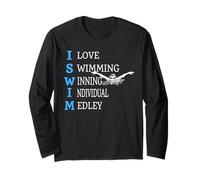 Swim Swimmer T Shirt Funny Swimming Girls Sport USA Flag Tee Long Sleeve T-Shirt