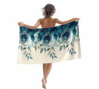 Swim Towels Peacock Feather Teal Green Sand Free Pool Towel Absorbent Beach Blanket For Travel Gym Bathroom 80X130Cm
