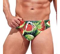 Swim Trunks for Men UK Men's Sexy Low Rise Swim Briefs Swimwear Solid/Printed Swimming Brief Summer Bikini Bottoms Sport Swimwear Sexy Low Rise Trunks for Beach/Pool/Spa (01 Mint Green, L)