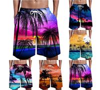 Swim Trunks for Men's Summer Quick Dry Pocket Beach Short Pants Hawaiian Swimming Short Trousers Men Drawstring Biker Half Pant Male Board Shorts Casual Smart Surfing Stretchy Beach Shorts