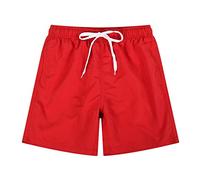 Swim Trunks Men 5 Inch Quick Dry Beach Shorts Boys' Board Shorts 9" Big & Tall Board Shorts Swimsuit with Mesh Lining and Pockets Men's Bathing Suits Trunks Beachwear Drawstring Sweat Shorts Red