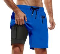 Swim Trunks Men UK with Pockets Swimming Shorts Quick Dry Swim Trunks with Compression Liner Double Layer Men's Swimming Shorts S-5XL