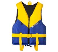 Swim Vest Unisex Swim Jackets with Strap and Whistle Reflective Strips Gilet Swimsuit for Pool Summer Kayaking Beach Play Snorkeling Holiday (X1-Yellow, M（30-50KG）)