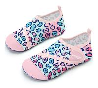 Swim Water Shoes Girls Kids Toddlers Baby Beach Shoes Aqua Pool Swimming Socks River Sea Sand Footwear(Leopard PinkBlue 32/33)
