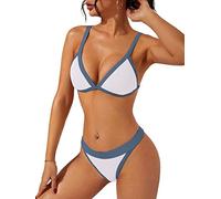 swimall Women's Triangle Bikini Set Sexy Brazilian Sporty Two Piece Swimsuit Cute Bathing Suit, White, Medium