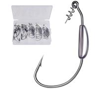 Swimbait Hooks for Bass Fishing - 25pcs Weighted Worm Hook Texas Rig Hooks for Freshwater Saltwater Size 4/0 - Soft Plastics Lures Worms Bait Fishing Hook with Tackle Box