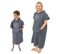 SwimCell Microfibre Changing Robe For Women, Men and Kids - Light Weight, Quick Drying Surf Changing Towel With Hood and Pocket - Opens into Large Beach Towel - Grey, Large