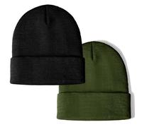 SWIMLANCE 2 Packs Unisex Knit Beanie Hat for Men Women Classic Warm Winter Beanie Skull Cap Set Black and Green