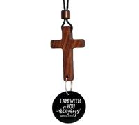 SWIMMAXT Christian Car Mirror Cross Hanging - Scan QR Code for Daily Bible Verse, Religious Rearview Mirror Ornament Decor with Chain, Inspirational Gift for Men & Women