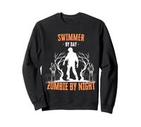 Swimmer by Day Zombie by Night Fun Swimming Halloween Creepy Sweatshirt