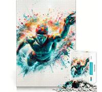Swimmer in Motion Hard Jigsaw Puzzle for Adults 1000 Pieces Strengthen Recall Stress Release Premium Edge Fine Art Piece (38x52cm)