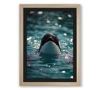 Swimmer in Motion Modern Framed Wall Art Print A2 (59.4×42cm) Oak, Wall Decor for Living Room, Bedroom, Office & Home, Ready to Hang, Art Gift