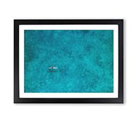 Swimmer In The Sea Painting Modern Art Framed Wall Art Print, Ready to Hang Picture for Living Room Bedroom Home Office Décor, Black A2 (64 x 46 cm)