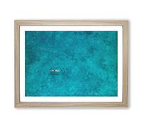 Swimmer In The Sea Painting Modern Art Framed Wall Art Print, Ready to Hang Picture for Living Room Bedroom Home Office Décor, Oak A2 (64 x 46 cm)