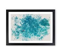 Swimmer in The Sea Watercolour Framed Print | A2 Black Framed Wall Art | Ready to Hang | Modern Nautical Picture | Living Room Bedroom Lounge Office