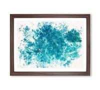 Swimmer In The Sea Watercolour Modern Framed Print | A2 Walnut Framed Wall Art | Ready to Hang | Modern Nautical Picture | Living Room Bedroom Lounge Office