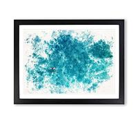 Swimmer In The Sea Watercolour Modern Framed Wall Art Print, Ready to Hang Picture for Living Room Bedroom Home Office Décor, Black A4 (34 x 25 cm)