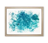 Swimmer In The Sea Watercolour Modern Framed Wall Art Print, Ready to Hang Picture for Living Room Bedroom Home Office Décor, Oak A4 (34 x 25 cm)