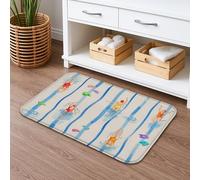 Swimmer Pattern Quick Dry Bath Mat, Colorful Beach Fun Absorbent Non Slip Shower Mat, Summer Decorative Flannel Washable Bath Rugs for Bathroom Toilet Restroom 20x32 Inch