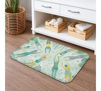 Swimmer Pattern Quick Dry Bath Mat, Vibrant Aquatic Greenery Absorbent Non Slip Shower Mat, Summer Decorative Flannel Washable Bath Rugs for Bathroom Toilet Restroom 20x32 Inch