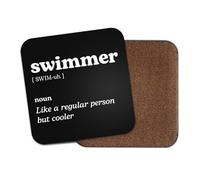 Swimmer Square Coaster - Swimming Sport Fan Dictionary Regular But Cooler Definition Funny Joke Hobby Men Women Kitchen Drink #82617
