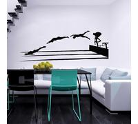Swimmer Swim Swimming Black Vinyl Wall Decal, 118 x 42 cm (46.5 x 16.5 in) | Black die-cut vinyl decal for clean, dry, smooth walls, windows, doors and finished surfaces; transfer sheet included.