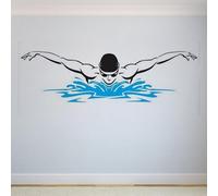 Swimmer Vinyl Wall Decal Swimming Pool Water Sport Athletic Wall Stickers for Home Room Decor Mural Removable Wallpaper 42x145CM