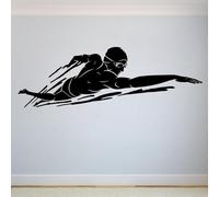 Swimmer Vinyl Wall Decal Swimming Pool Water Sport Athletic Wall Stickers for Home Room Decor Mural Removable Wallpaper 42x148CM