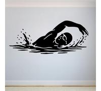 Swimmer Vinyl Wall Decal Swimming Pool Water Sport Athletic Wall Stickers for Home Room Decor Mural Removable Wallpaper 42x131CM