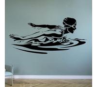 Swimmer Vinyl Wall Decal Swimming Pool Water Sport Athletic Wall Stickers for Home Room Decor Mural Removable Wallpaper 65X130CM