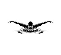 Swimmer Wall Decal Swimming Pool Water Sport Athletic Vinyl Wall Sticker Home Boys Bedroom Decoration Waterproof Art Mural Large - 34x116cm