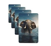 Swimming African Elephant Car Air Fresheners Cards 4 Pcs Hanging Fragrance Scented Cards Long-Lasting Car Aromatherapy Tablets for Wardrobe Bathroom Car Interior Mirror Pendant Gifts