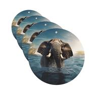 Swimming African Elephant Car Air Fresheners Cards 4 Pcs Hanging Fragrance Scented Cards Long-Lasting Car Aromatherapy Tablets for Wardrobe Bathroom Car Interior Mirror Pendant Gifts