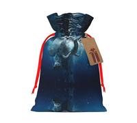 Swimming African Elephant Christmas Drawstring Sack Gift Bag, Lightweight And Cute In Design