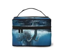Swimming African Elephant Cosmetic Bag Makeup Bag Large Travel Makeup Organizer Case, Excellent Capacity, Water-Resistant, Suitable For Women Families Couples Or Long-Term Travel.